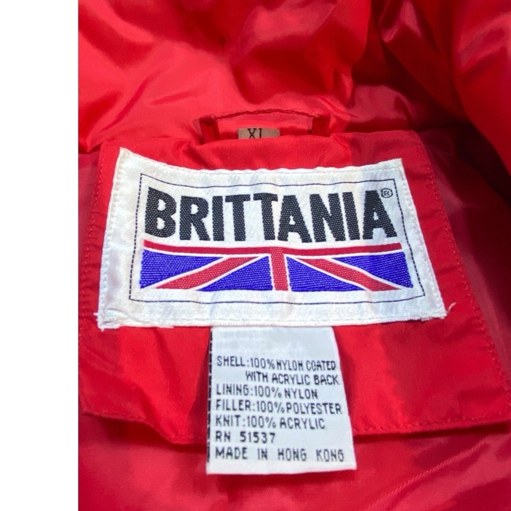 VTG 90s Brittania Bomber Jacket Puffer Men's XL Red Blue Puffy Retro Full Zip - Picture 5 of 11